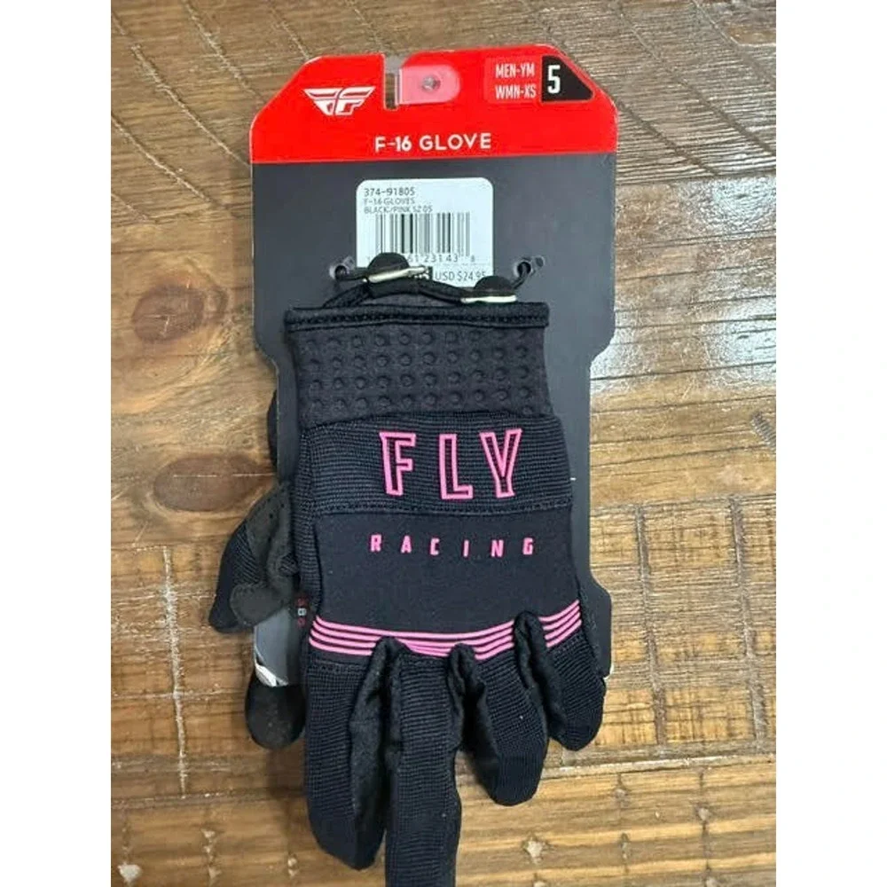 Fly Racing F-16 Gloves Black Pink Size 5 Youth Medium YM Women's XS New NWT